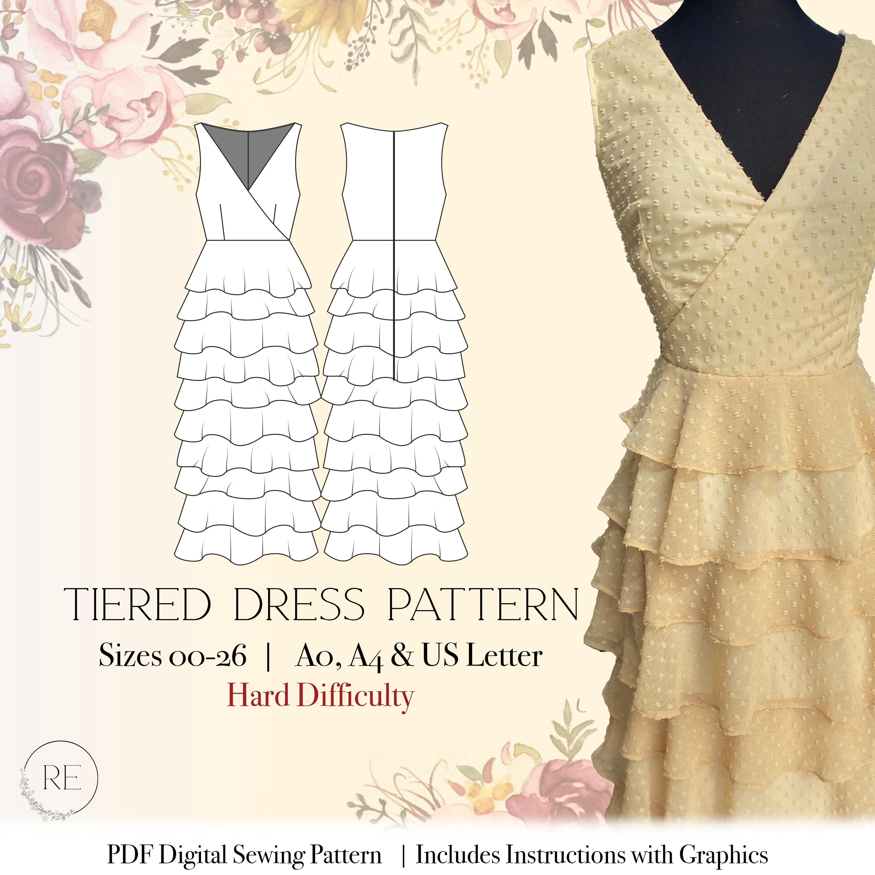 Ruffle Chiffon Dress Pattern - Etsy
