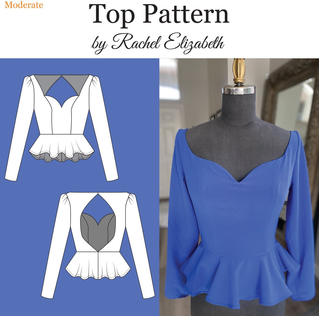 Sewing Pattern, Sweetheart, Keyhole and Peplum Top Fashion Forward