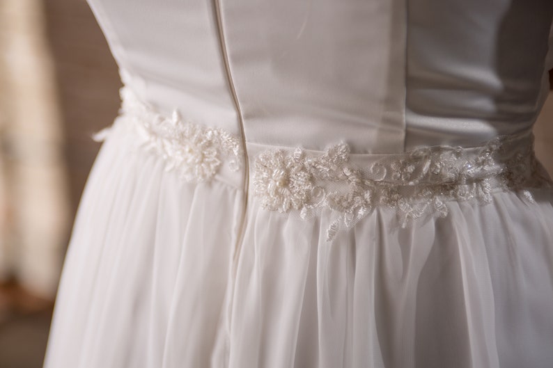 Modest Wedding Dress with Chiffon Skirt SAMPLE SALE Breanna image 6