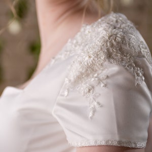 Modest Wedding Dress with Chiffon Skirt SAMPLE SALE Breanna image 7