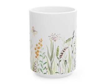 Floral Ceramic Mug- (11oz or 15oz)