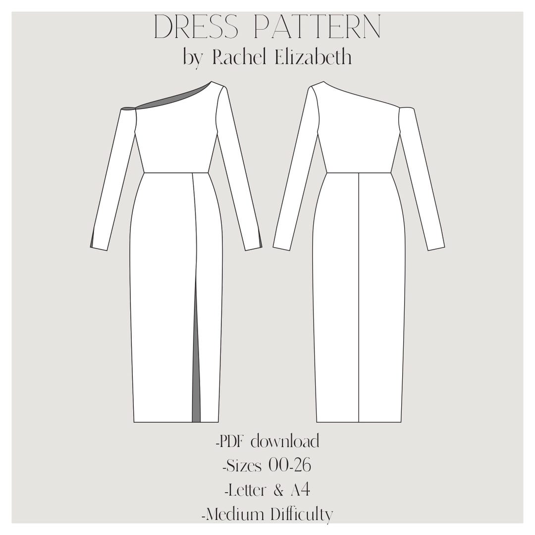 off the shoulder knit dress pattern Sewing Pattern, With a Slit Skirt and Sleeves, Instant Download Pattern, Pdf Pattern, How to Sew Instructions SCH003216_MG_XL