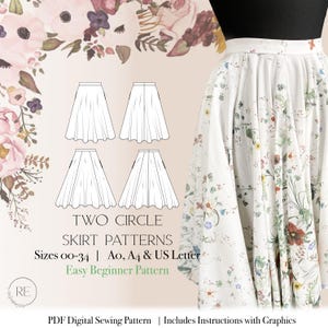 Sewing Patterns, Double and Single Circle Skirts, Circle Skirt, Skirt with pockets, full skirt sewing pattern, 50&#39;s skirt, fashionable skirt
