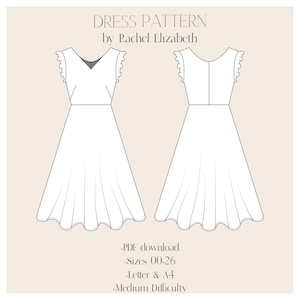 Sewing Pattern, Modest Sundress with Ruffle Sleeve, PDF download sewing pattern instant, dress sewing pattern, LDS Modest Church dress
