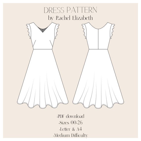 Sewing Pattern Modest Sundress With Ruffle Sleeve PDF Download Sewing Pattern Instant Dress Sewing Pattern LDS Modest Church Dress Etsy