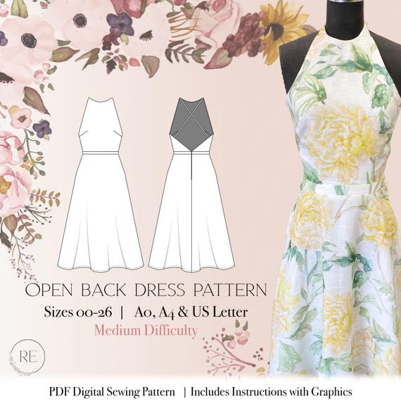 Sewing Pattern Criss Cross Back Sundress Halter Neck Instant Download Sewing  How to Print at Home Sewing Pattern A-line Dress Sewing Pattern - Etsy