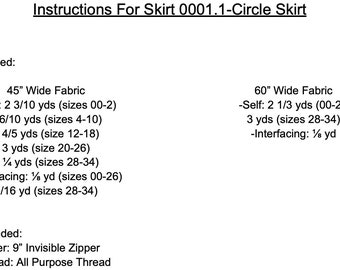 Patrones de Costura Faldas de Círculo Doble y Sencillo Talla 00-16 -   México