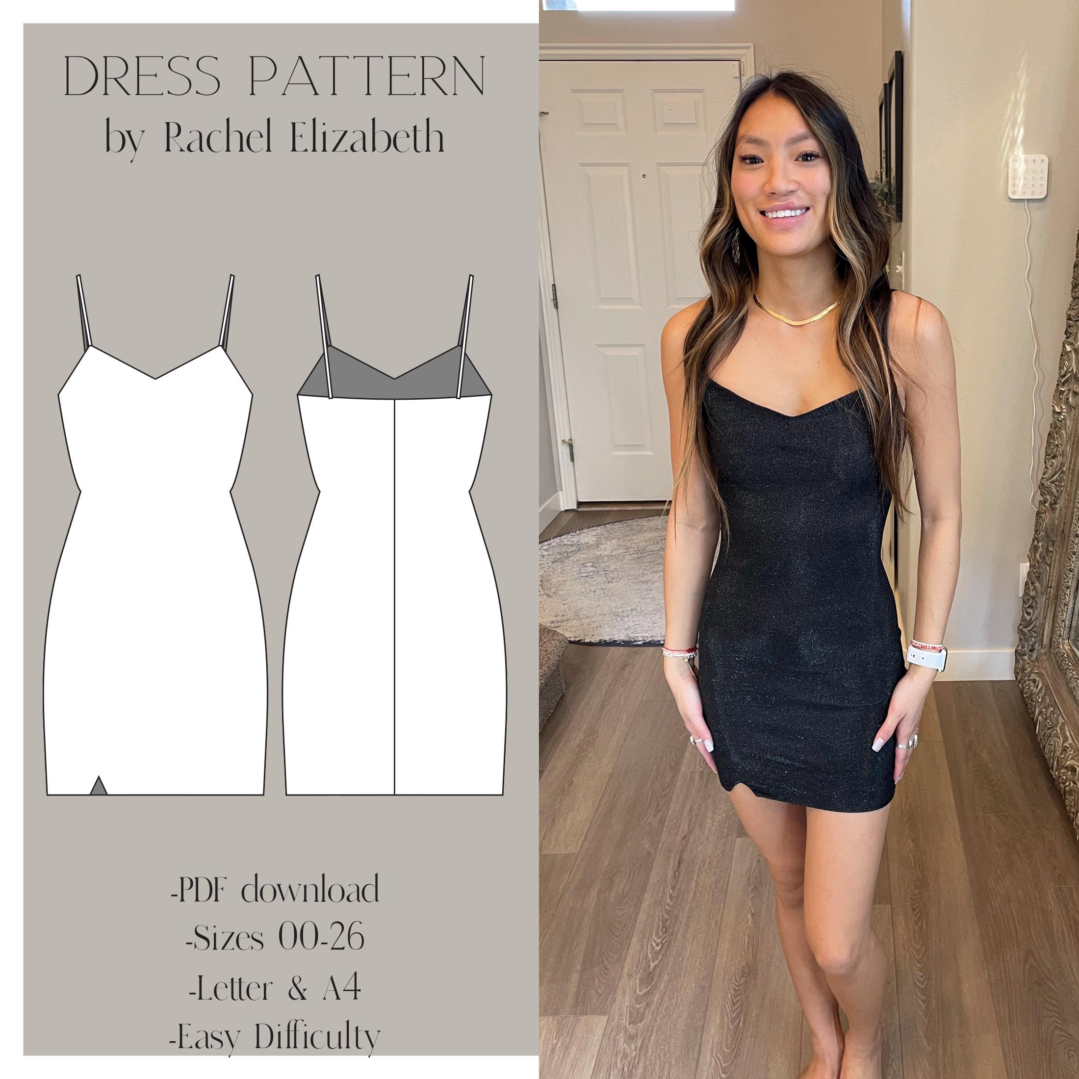 6+ Sew Easy Patterns Sewing Pattern Fitted Mini Dress, Bodycon Fitted Spaghetti Strap Dress