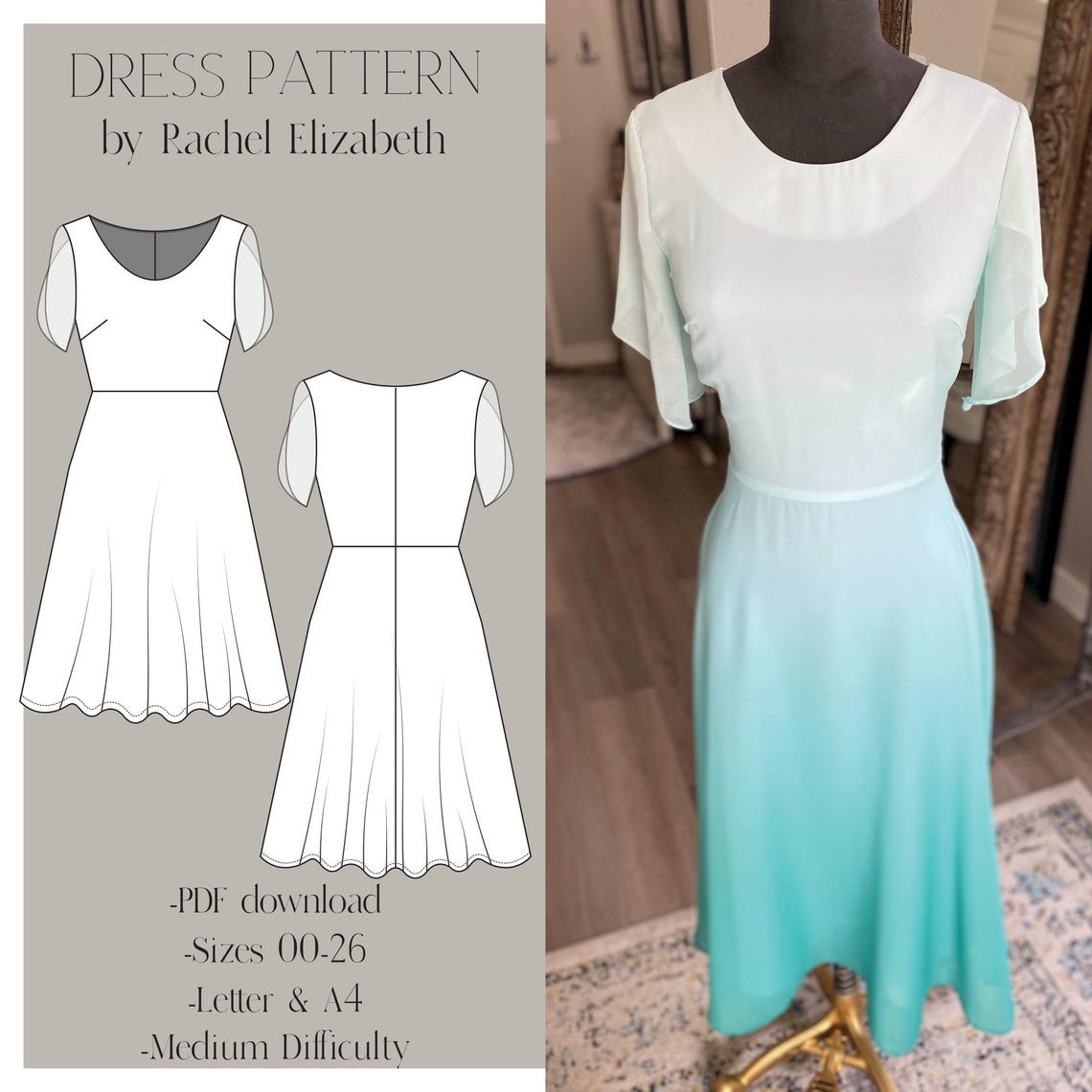 Downloadable Sewing Pattern, Modest Sundress With Tulip Sleeve - PDF ...