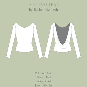 Sewing Pattern, Deep Cowl Neck Sweater, Instant download pattern, how to sewing pattern with instructions, pdf knit sweater sewing pattern