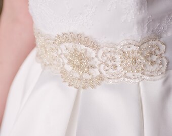 Beaded Gold Bridal Belt  - Jennifer