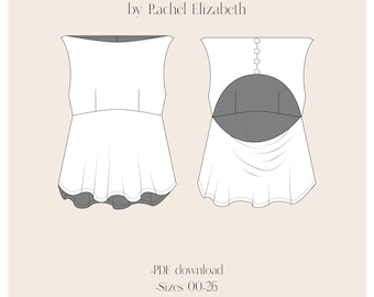 Sewing Pattern, Top with a Keyhole Back and Buttons, Downloadable pattern, instant download, Flowy top sewing pattern, simple flattering top