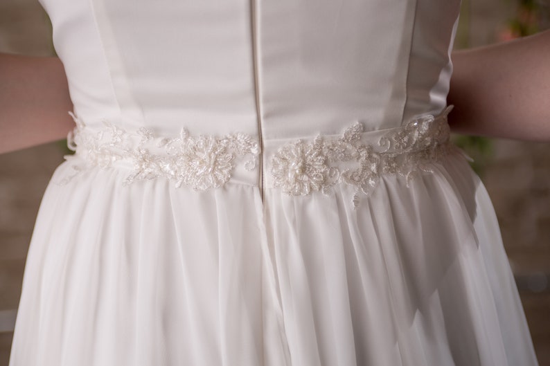 Modest Wedding Dress with Chiffon Skirt SAMPLE SALE Breanna image 5