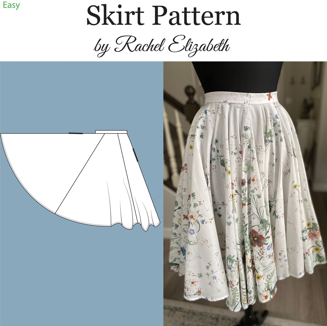 Circle Skirt Sewing Pattern Double Circle Size 12-18 | Etsy