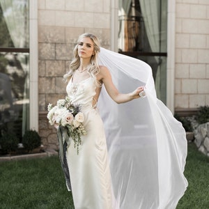 Unique Chiffon Bridal Veil - Tulle Veil Alternative - Braelyn