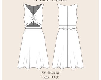Sewing Pattern, Twist Bodice Top with Skirt, matching set pattern, aline skirt pattern, pdf downloadable sewing pattern, instant download