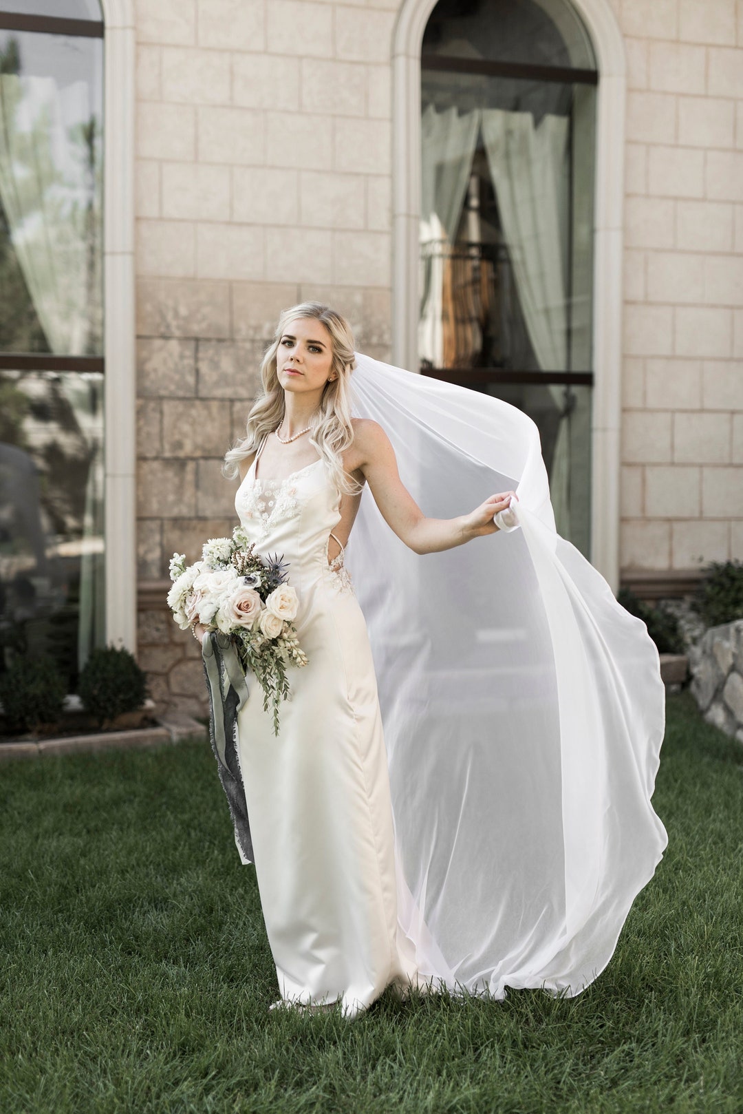 Unique Chiffon Bridal Veil - Tulle Veil Alternative, Wedding