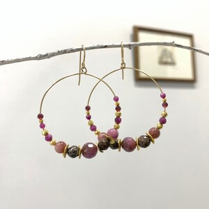 Ruby, Sapphire, Garnet and Tourmaline Hoop Earrings | Gold Hoops | Gold | Hoop Earrings | 14K Gold Filled | Hoop earring with Gemstones