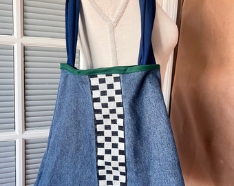The “Large Denim Dream” Handmade Hobo Tote Bag | Eco Friendly Sustainable Upcycled Tote Boho Shoulder Bag