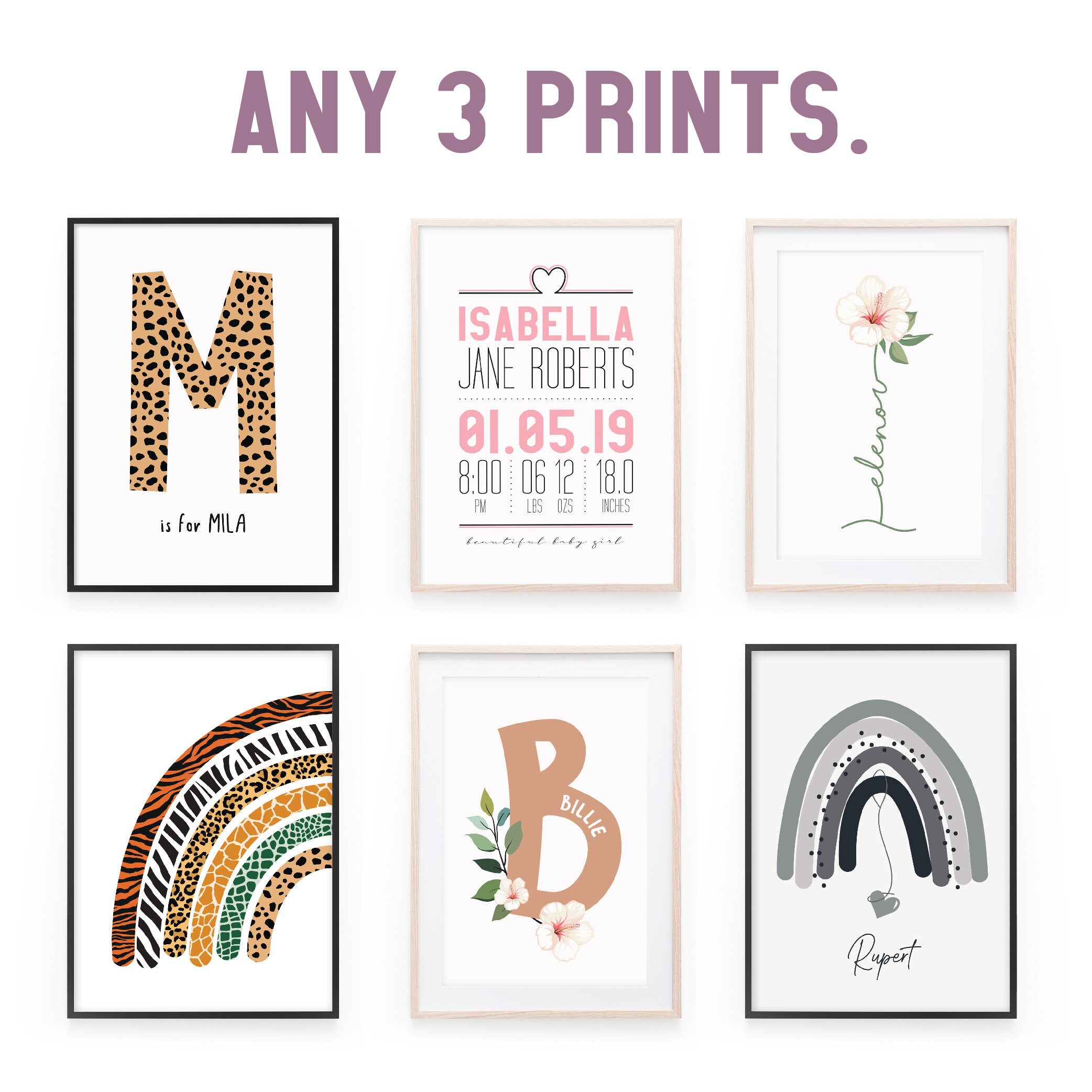 3 A4 Prints. Nursery Prints. Childrens Room Prints. Childrens Etsy