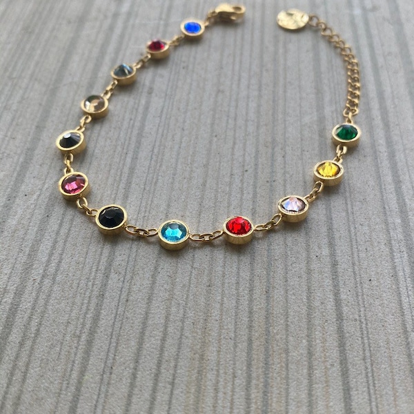 8 inch stainless steel bejeweled bracelet