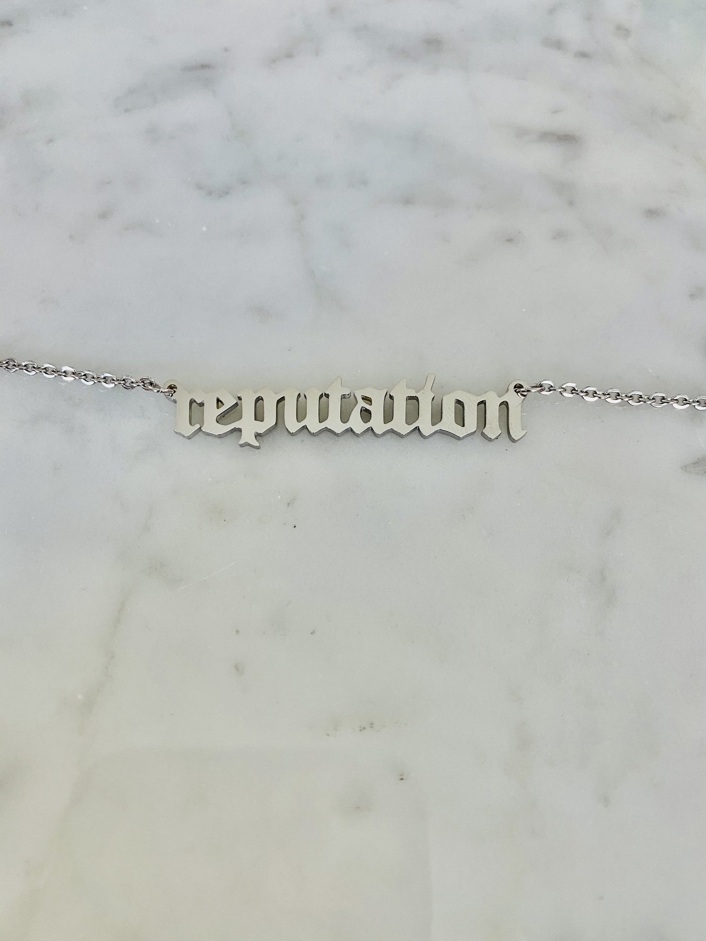 Taylor Swift silver stainless steel reputation necklace