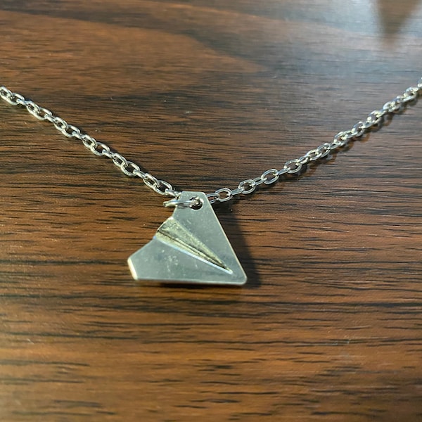 45 cm stainless steel paper airplane necklace