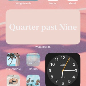 K&ouml;nnte beinhalten: Ein Smartphone-Bildschirm mit einem Uhr-Widget, das 9:15 Uhr anzeigt, einer Benachrichtigung &uuml;ber einen verpassten Anruf und Symbolen f&uuml;r verschiedene Apps, darunter Instagram, TikTok, Snapchat, Pinterest und Spotify.