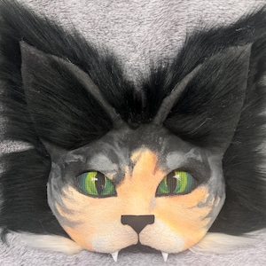 Therian Cat Mask,  Calico Cat Mask, Cat Therian Mask, Therian Mask, Felted Cat Mask (paperboard base, felted, hand-painted)