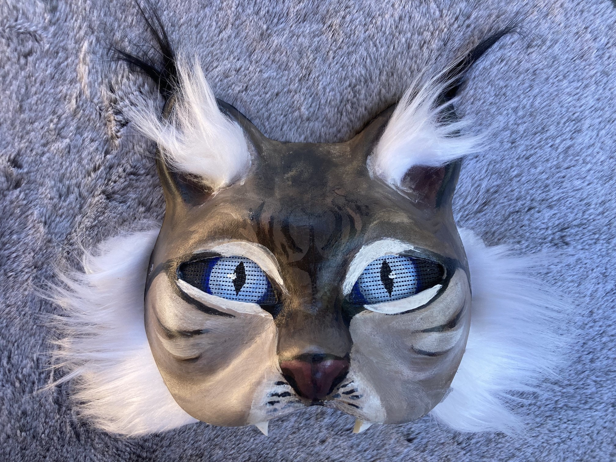 Gray cat Therian mask