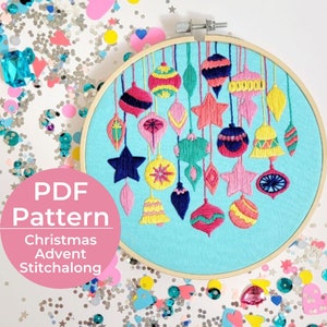 PDF Embroidery Advent Pattern - Christmas Advent Ornament. Advent Calendar. Embroidery Pattern. Retro Christmas. Hand Embroidery.