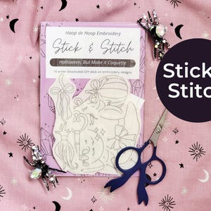 Halloween Stick & Stitch Pack Embroidery Packs. Embroidery Stickers. Water-Soluble Dissolving Stick-On Embroidery. Embroidery for Clothes.