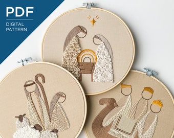 Nativity Series 8" Embroidery Pattern | Christmas Nativity Embroidery Pattern | DIY Christmas Pattern | Beginner Embroidery Pattern