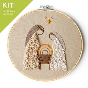 Nativity Scene 8&quot; Embroidery Kit | Christmas Nativity Embroidery Kit | DIY Christmas Embroidery Kit | Beginner Embroidery Kit