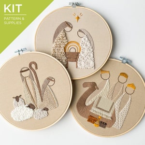 Nativity Series 8" Embroidery Kit | Christmas Nativity Embroidery Kit | DIY Christmas Embroidery Set | Nativity Scene Embroidery Kit