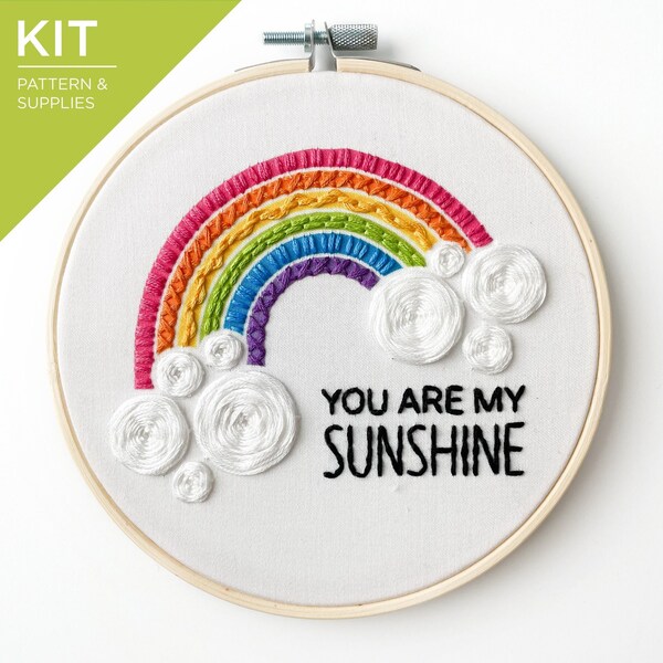 Sunshine & Rainbow Kid Embroidery Kit | Rainbow Embroidery Kit | Kid Hand Embroidery Kit | Beginner Embroidery Kit