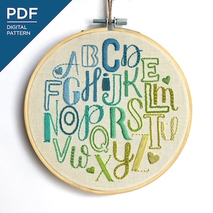 Patrón de bordado del alfabeto Love / Patrón de bordado a mano con letras / Bordado a mano DIY / Arte de pared DIY