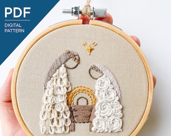Nativity Ornament 4" Embroidery Pattern | Christmas Ornament Embroidery Pattern | DIY Christmas Embroidery Pattern | Beginner Embroidery