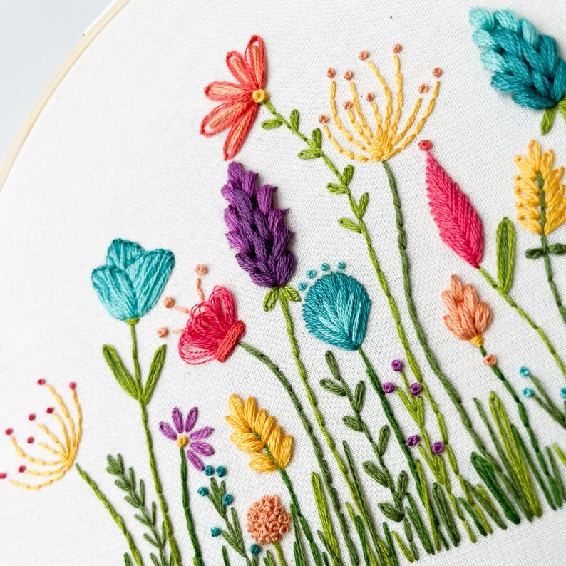 Whimsical Flower Embroidery Pattern Floral Embroidery Pattern Wildflower Embroidery Pattern DIY Hand Embroidery Pattern image 3