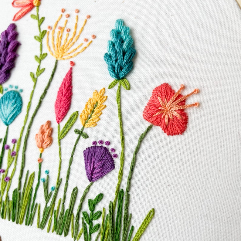 Whimsical Flower Embroidery Pattern Floral Embroidery Pattern Wildflower Embroidery Pattern DIY Hand Embroidery Pattern image 2