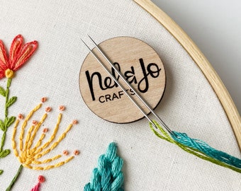 Nel & Jo Crafts Needle Minder | Wooden Needle Minder | Magnetic Needle Minder | Natural Finish Needle Keeper