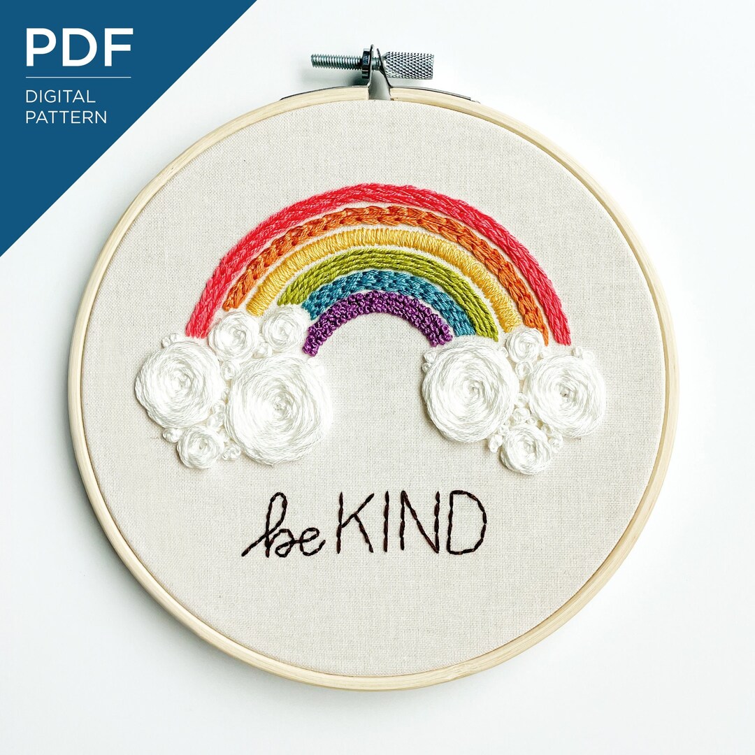 Be Kind Embroidery Pattern Beginner Embroidery Pattern Stitch Sampler
