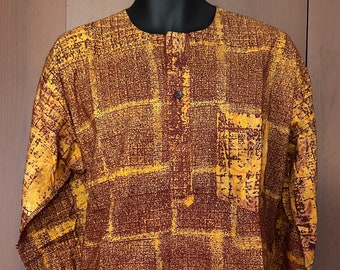 Small Ashanti Fields Batik No Collar Long Sleeve Shirt