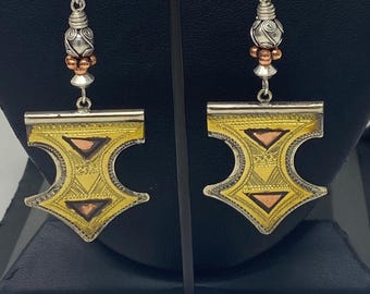Pendientes tuareg de plata, latón y cobre