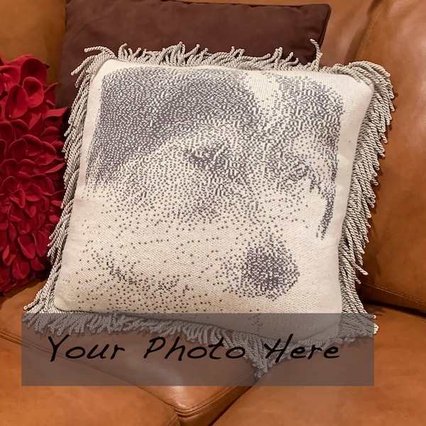 Custom Knitted Personalized Pet Pillow - Luxury Cat Portrait Pillow - Equestrian Keepsake - Perfect Gift for Animal Lovers