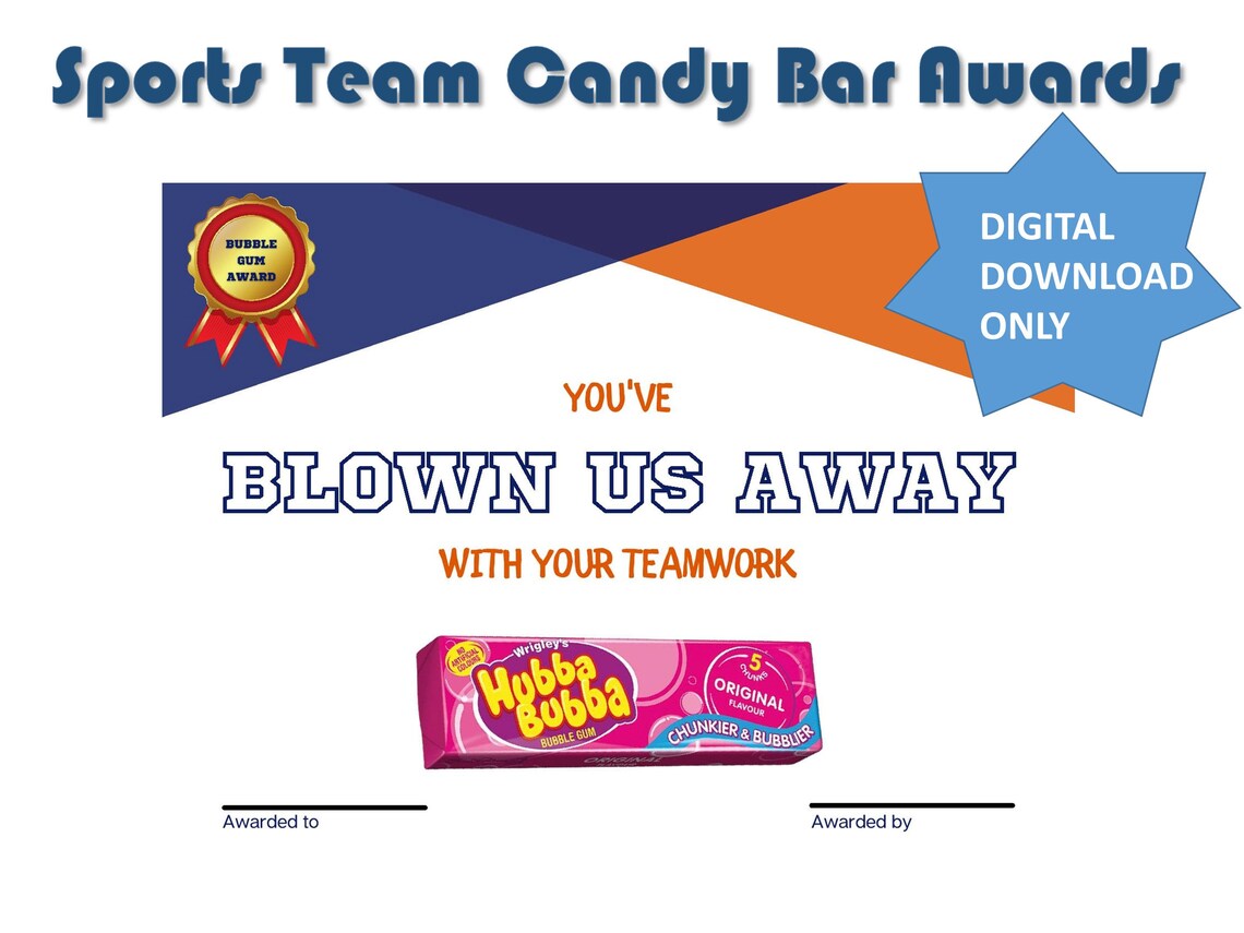 21 Sports Team Candy Bar Award Certificates Sports Players Etsy