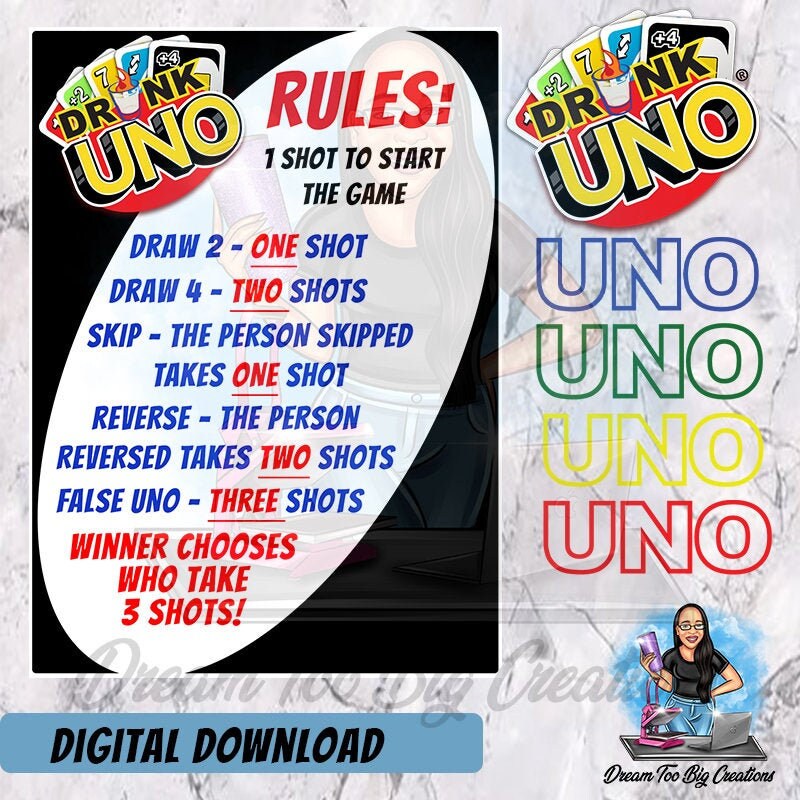 Drunk Uno (Adult Game - PNG Files) DIGITAL DOWNLOAD