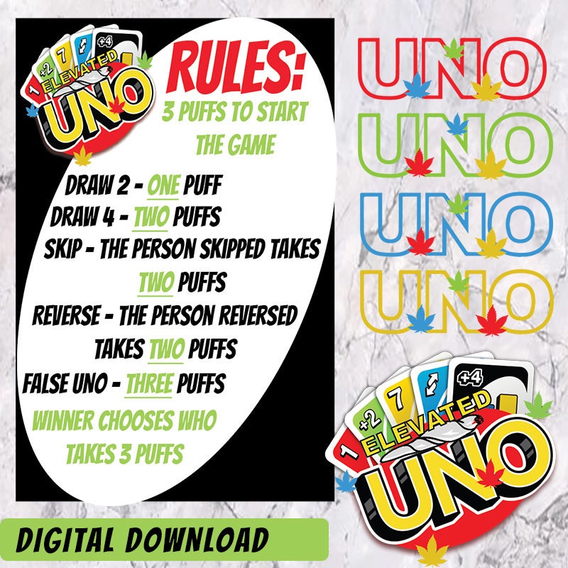 Elevated UNO Card Game (420 Game) Adult Game Night | PNG Files | Digi…