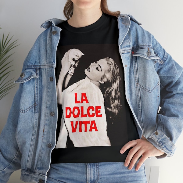 Vintage Shirt La Dolce Vita Old classy Hollywood Movie Poster Tee Shirt For Retro Movies Lovers.