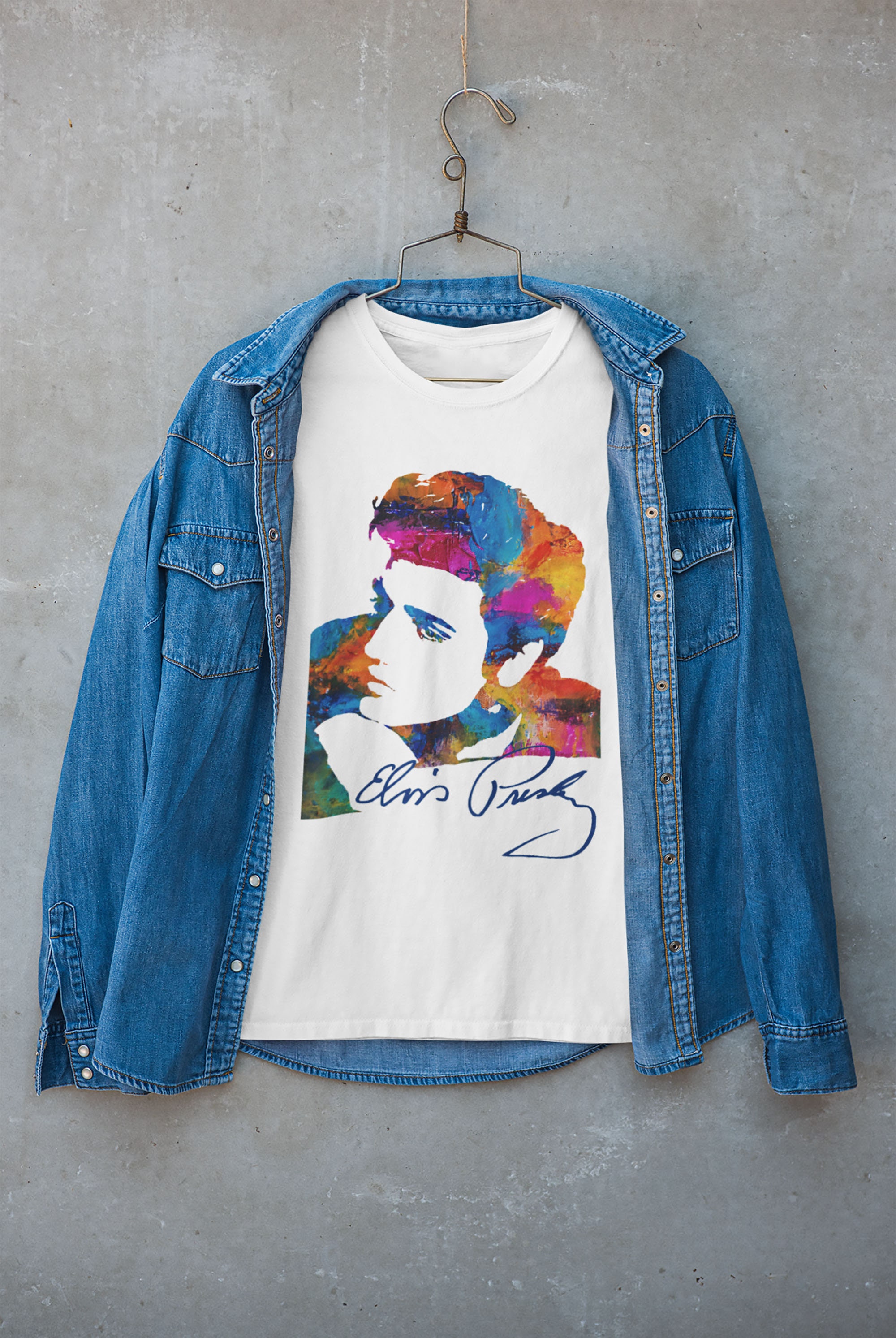 Elvis Presley King of Rock and Roll Vintage Retro Tee Shirt